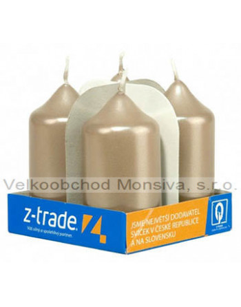 Svíčka adventní 40x75 béžovošedá met 4ks