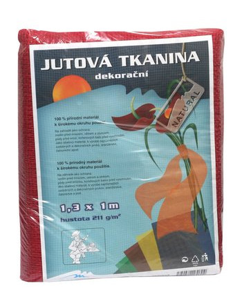 Jutová tkanina dekor. 1,3*2m červená