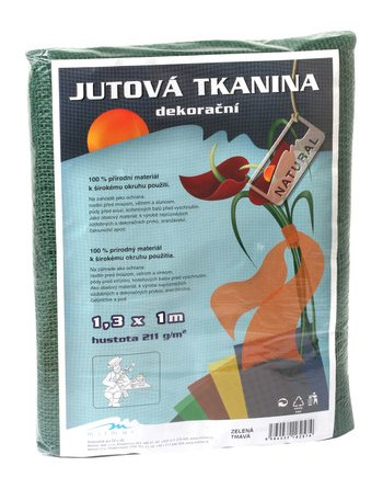Jutová tkanina dekor. 1,3*2m tm.zelená