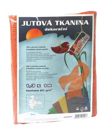 Jutová tkanina dekor. 1,3x2m oranžová