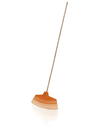 Hrábě plast.s dřev.násadou oranžové,R585