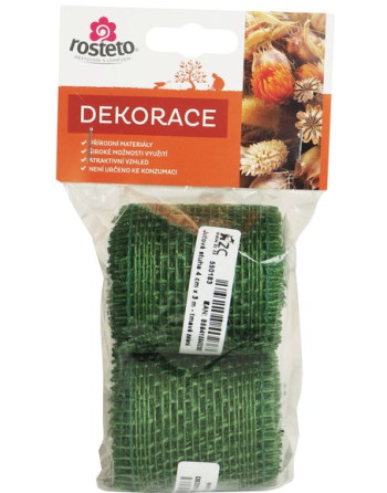 Jutová stuha 4cm x 3m - tmav.zelená 2ks