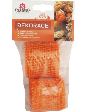 Jutová stuha 4cm x 3m - oranžová 2 ks