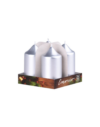 Svíčka adventní 40x75 stříbrná 4ks