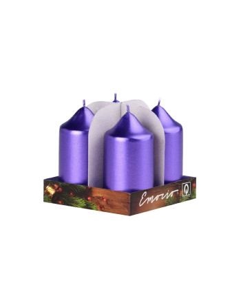 Svíčka adventní 40x75 fialová metal/4ks