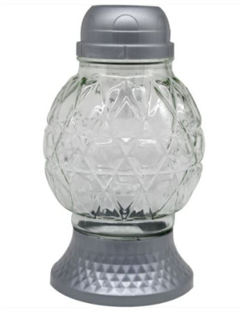 Hřbit.sklo LED 21cm stříbrná