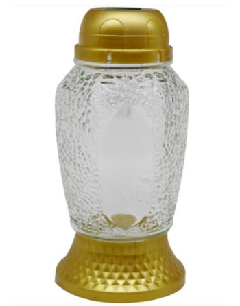 Hřbit.sklo LED 21cm zlatá