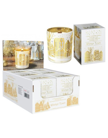 Svíčka ve skle 200g Winter Town dř.knot