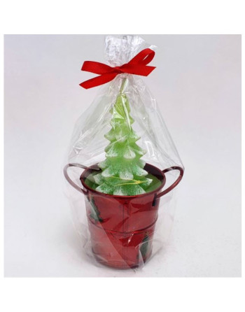 Svíčka stromek zelený 60x110mm/ve vědru