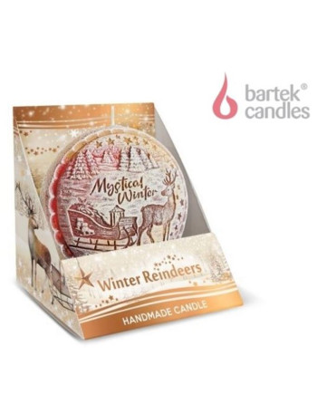 Svíčka WinterReindeers disk75mm/100g/box