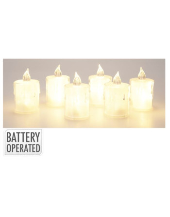 LED svíčka 50x50x80mm, polyprop.průhledn