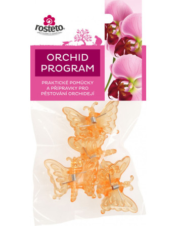 Klips Motýl - oranžový 4 ks/orchideje